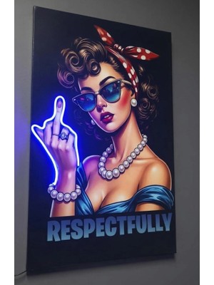 Eker Reklam Ajansı Retro Kadın | Respesctfully | Neon Ledli Modern Vinil Tablo