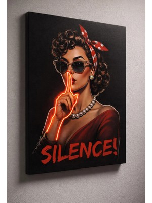 Eker Reklam Ajansı Retro Kadın | Sılıence | Neon Ledli Modern Vinil Tablo Kırmızı