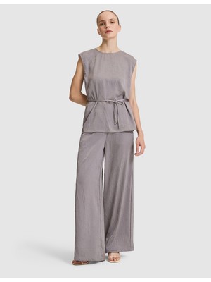 Pierre Cardin Kadın Açık Gri Loose Fit Kanvas Pantolon 50321290-VR001