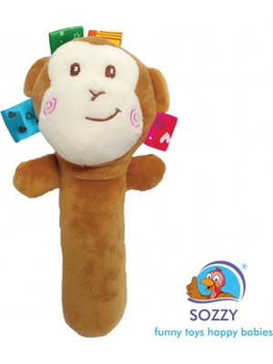 Sozzy Toys Çıngıraklı Sıksık -Monkey Eğlenceli Bebek Oyuncağı Renkli Tasarım ile Duyusal Gelişim