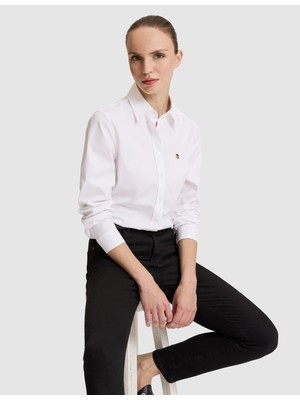 Pierre Cardin Kadın Beyaz Slim Fit Pamuklu Basic Gömlek 50328627-VR013
