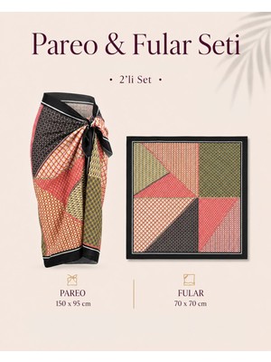 Tarzını Seç Premium Prizma Desenli 2’li Pareo ve Fular Seti 150X95 cm / 70X70 cm