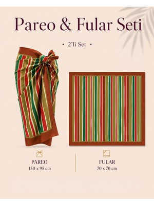 Tarzını Seç Premium Capri Desenli 2’li Pareo ve Fular Seti 150X95 cm / 70X70 cm
