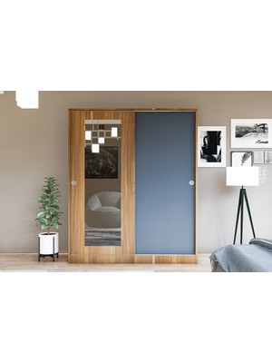 Metalia Gm 345 Sedef 2 Kapılı Sürgülü Aynalı Gardrop Klasik Tasarım Sunta Malzeme ile Şık Görünüm