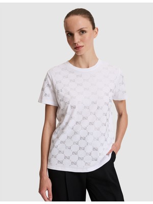 Pierre Cardin Kadın Beyaz Regular Fit Tişört 50319828-VR013
