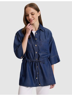 Pierre Cardin Kadın Saks Comfort Fit Jean Gömlek 50324929-VR032