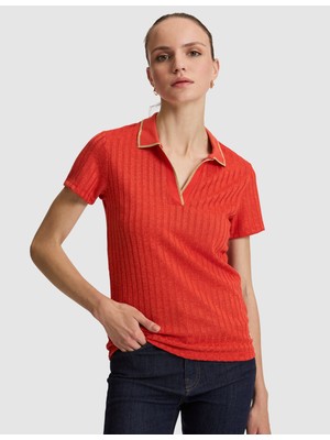 Pierre Cardin Kadın Kırmızı Slim Fit Basic Tişört 50320697-VR030