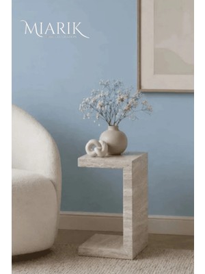 Miarik Design Traverten Mermer Lush Yan Sehpa , Masa , Orta Sehpa , Zigon