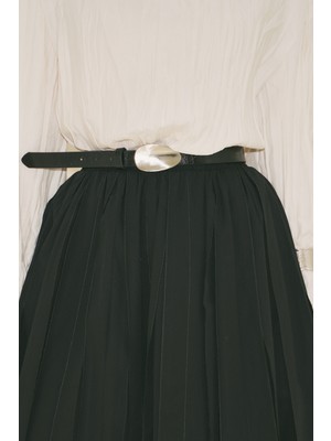 Manuka Oval Metal Tokalı Kemer Siyah