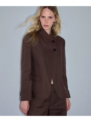 İpekyol Yüksek Yaka Keten Blazer  IS1260106075074