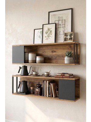 Yurudesign Voyage Duvar Rafı Kitaplık Çam 2'li Set VG18-A