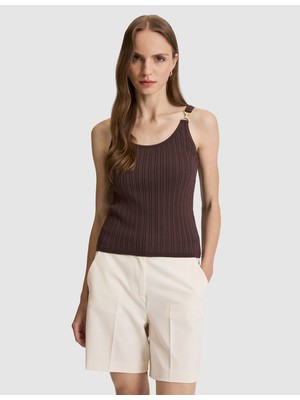 Pierre Cardin Kadın Kahverengi Ex. Slim Fit Triko Tişört 50322028-VR029