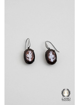 So CHIC Cameo Italiano Siyah Rodyum Kaplama Gümüş Tasarım Küpe