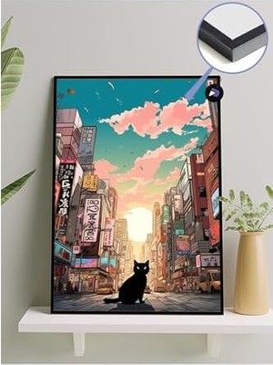 Elivora (PSTER21056) Tokyolu Kedi Manga Çerçeveli Tablo - Çerçeveli Poster 21 x 30