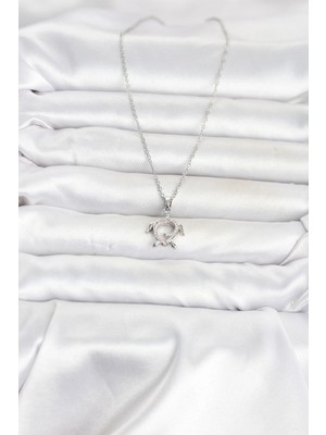 Uravas Store Mey Ithalat® 316L Çelik Zincir Gümüş Renk Caretta Caretta Model Kadın Kolye