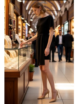 Benerly Kadın Kısa Kollu Asimetrik Yaka Bağlamalı Bodycon Mini Elbise Viskon Ribana Yumuşak Örme Günlük