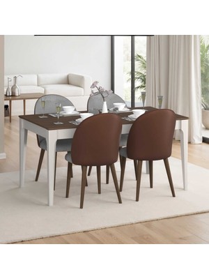 Adore Mobilya Milano Açılır Yemek Masası - Vizon/zebra 160-200X78X90 cm