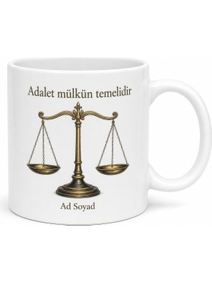 Tupya Gift Avukatlara Özel Adalet Terazisi Baskılı Hediye Kupa Bardak Avukat Hediyesi