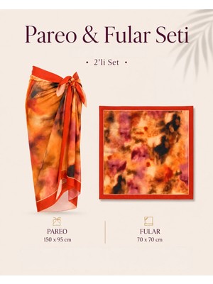 Tarzını Seç Premium Solaris Desenli 2’li Pareo ve Fular Seti 150X95 cm / 70X70 cm