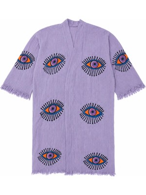 Orbit Müslin Kimono Bornoz, Saçaklı Plaj Elbisesi, Yazlık Sabahlık, Hafif Kurulanma Örtüsü, Spa Hamam Havuz ve Tatil Kullanımı