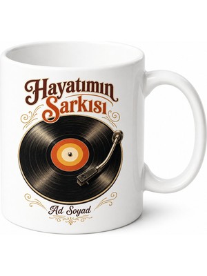 Tupya Gift Retro Vinil Plak Görselli Nostaljik Müzik Sever Kupası Şarkı Isimli Hediye Bardak