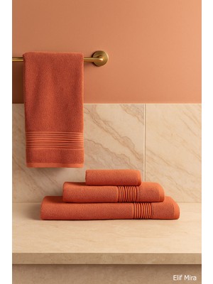 Elif Mira 3 Parça Banyo Havlu Seti Pamuklu Günlük Kullanım Basic