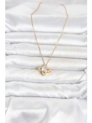 Uravas Store Mey Ithalat® 316L Çelik Zincir Gold Renk Yonca Model Kadın Kolye