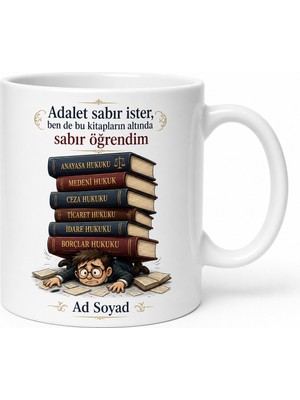Tupya Gift Hukuk Kitaplarının Altında Ezilen Avukat Adayı Sabır Kupası Hediye Bardak