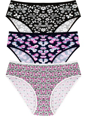 Öts Kadın 3’lü Pamuklu Külot Paket Bikini Normal Bel İç Giyim Konforu (HD4249-3 / HDBİKİ-3)