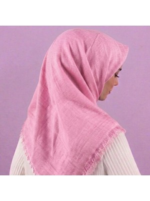 Özense Çift Flamlı Pamuklu Terletmeyen 4 Mevsim Kullanılabilir 100X100 cm Pembe Renkli Eşarp