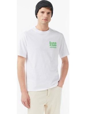 Scotch&soda Regular Fit Front Back Erkek Beyaz T-Shirt