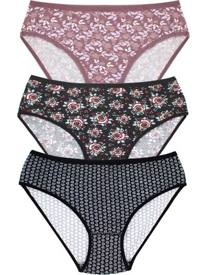 Öts Kadın 3’lü Pamuklu Külot Paket Bikini Normal Bel Terletmez Doğal Yapı (HD4250-5 / HDBİKİ-3)