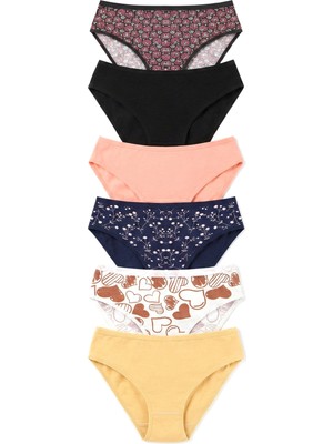 Öts Kadın 6’lı Pamuklu Külot Paket Bikini Normal Bel Günlük Klasik Model (HD4244 / HDBİKİ-6)