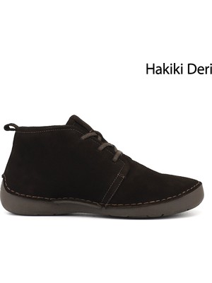 Gönderi(r) Kadın Kahve Süet  Bağcıklı Hakiki Deri Comfort Bot