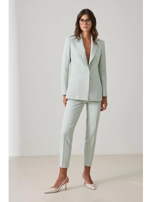 Setre Mint Tek Düğmeli Uzun Kollu Blazer Ceket