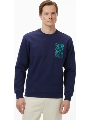 Scotch&soda Left Chest Logo Erkek Lacivert Sweatshirt