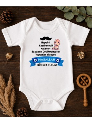 Eydu Baby Beni Yavaşça Anneme Ver Desenli Kısa Kollu Çıtçıtlı Bebek Body Badi Zıbın