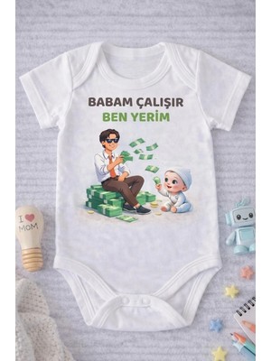 Eydu Baby babasının balı YAZILI isimli bebek zıbın anne yenge teyze dayı amca yazılı bebek hediye