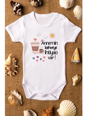 Eydu Baby Annesinin Balı Baskılı Bebek Body Çıtçıtlı Kısa Kollu Badi Zıbın