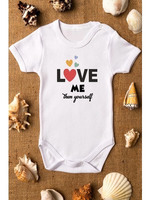 Eydu Baby Organik Pamuk Hug Me Sarıl Bana Panda Baskılı Çıtçıtlı Bebek Body Badi Zıbın Tulum