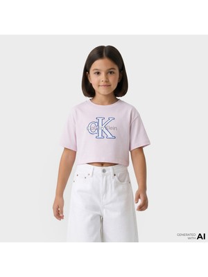 Calvin Klein Towling Monologo Çocuk Lila T-Shirt