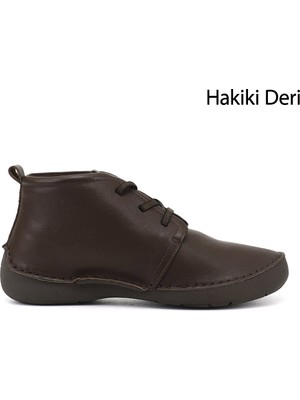 Gönderi(r) Kadın Kahverengi  Bağcıklı Hakiki Deri Comfort Bot