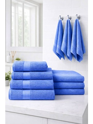 Elif Mira 8 Parça %100 Pamuklu Aile Havlu Seti - 4 Adet 70X140 cm & 4 Adet 50X90 cm Deeper