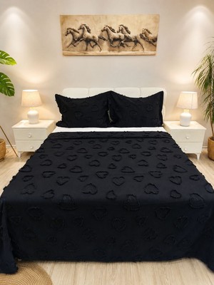 D'niss Home Kalp Desen 3 Parça Çift Kişilik Yatak Örtüsü