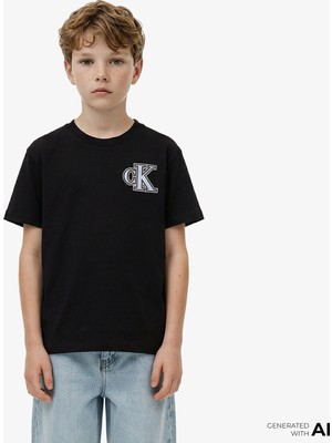 Calvin Klein Festive Graphic Çocuk Siyah T-Shirt