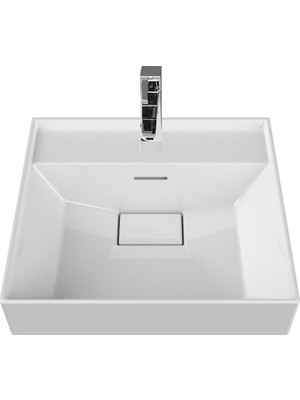 Turkuaz Seramik Sharp 48x48 cm Etajerli Lavabo