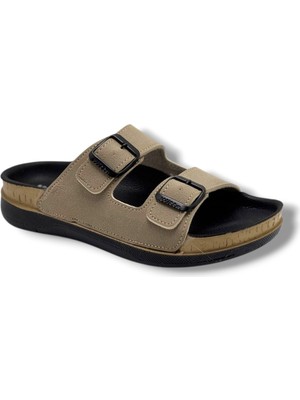 Witta 56351-26 Deri Çift Bant Tokalı Anatomik Terlik 36-40