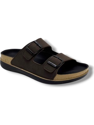 Witta 56351-26 Deri Çift Bant Tokalı Anatomik Terlik 36-40