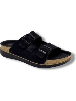 Witta 56351-26 Deri Çift Bant Tokalı Anatomik Terlik 36-40