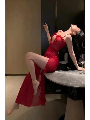 Venlisa Transparan Yırtmaçlı Gecelik